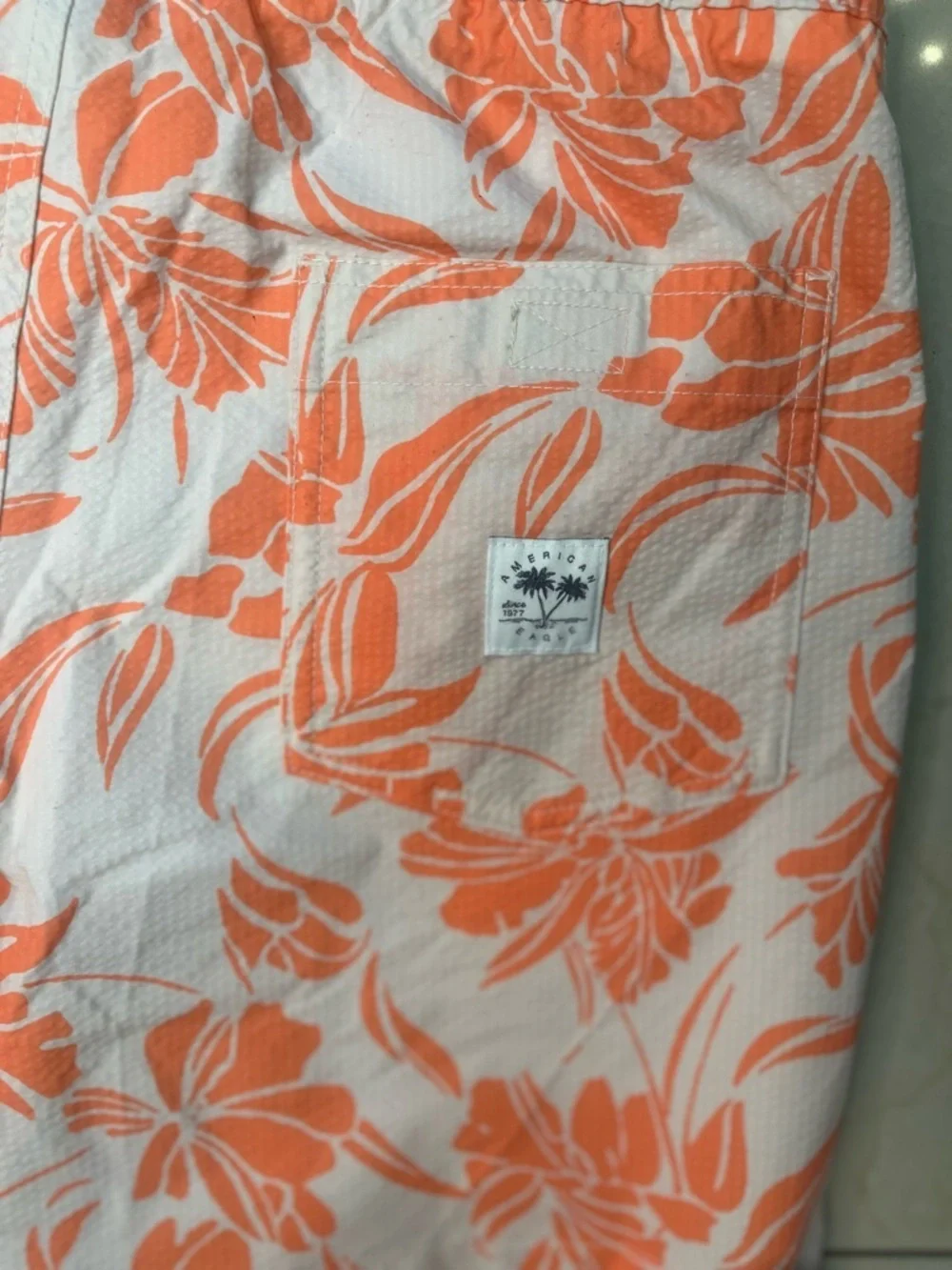 Sz Various Floral Print Swim Trunks in Coral & Cream